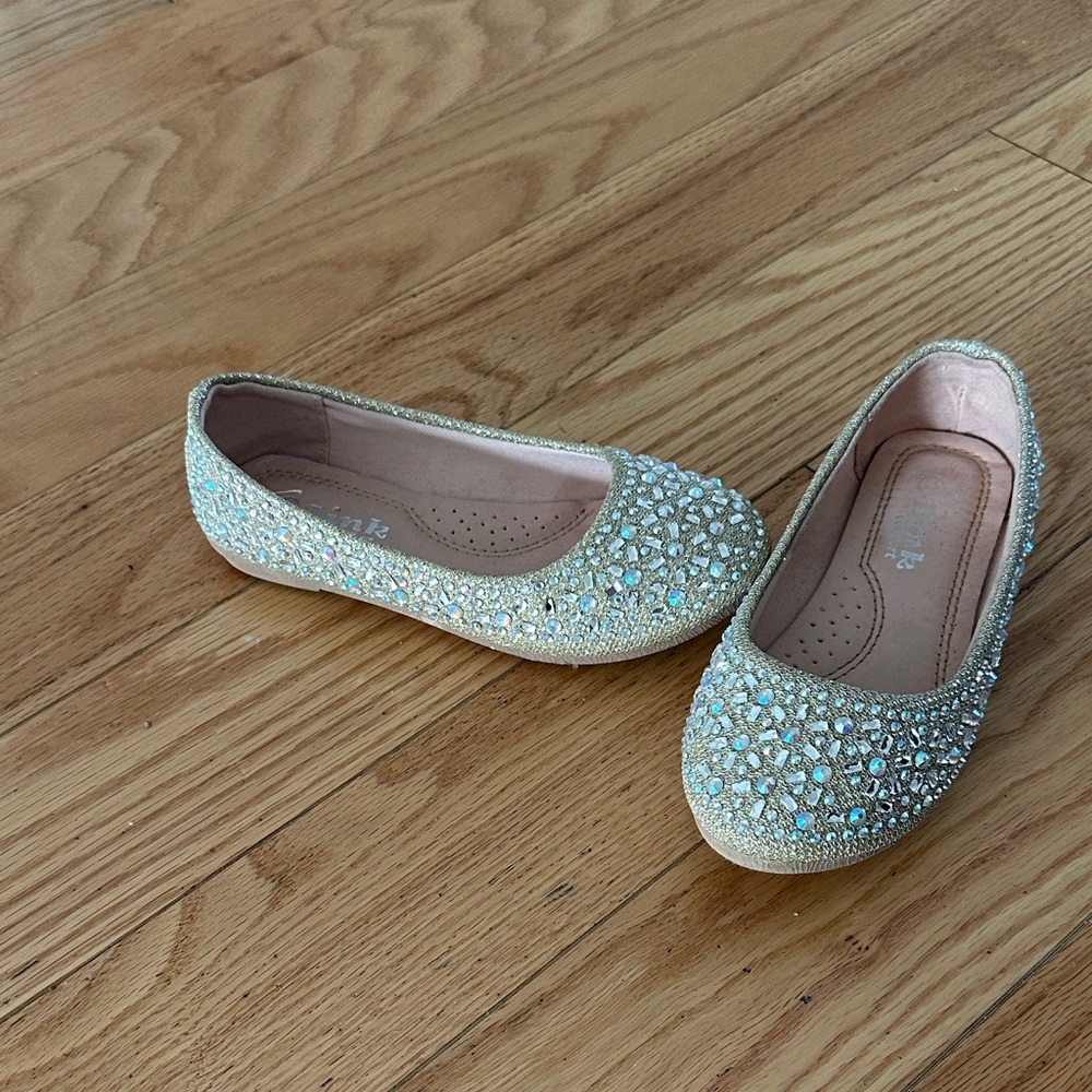Link Comfort Sparkling Embellished Flats - Gold - kids size 11